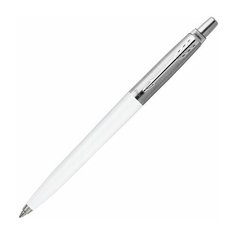 Ручка шариковая PARKER "Jotter Plastic CT", корпус белый, детали из нержавеющей стали, синяя, R0032930, 1 шт.
