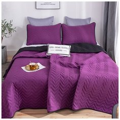 Покрывало двустороннее СИТРЕЙД, цвет ФИОЛЕТОВЫЙ/ЧЕРНЫЙ, 230х250 см с наволочками 50х70 см