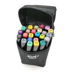Набор профессиональных двухсторонних маркеров для скетчинга 24 цвета в чехле Touch