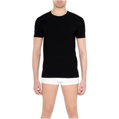 Футболка Pompea, T-SHIRT COTTON, из эластичного хлопка, размер M,черный