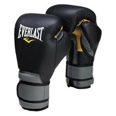 Перчатки тренировочные на липучке Everlast Pro Leather Strap 10oz черные
