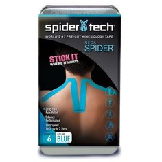 Тейп SpiderTech преднарезанный для шейной части, 6шт. голубой
