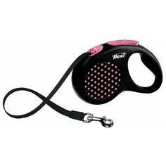 Поводок-рулетка для собак Flexi Design S ленточный розовый 5 м