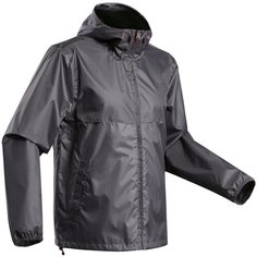 Дождевик для походов на природе мужской NH100 Raincut Full Zip, размер: 3XL, цвет: Черный/Угольный Серый QUECHUA Х Декатлон Decathlon