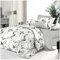 Постельное белье поплин абстракция 2-х спальное с евро простыней Iv Selena