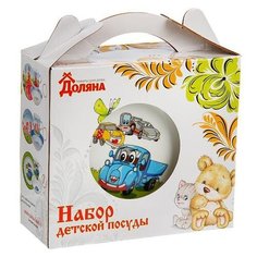 Набор детской посуды Доляна "Друзья", 3 предмета: кружка 230 мл, миска 400 мл, тарелка (1342809)