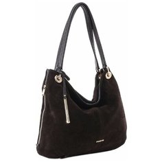 Женская сумка-мешок Fiato collection, 2820 замша коричневый/кожа /черный