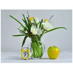 Картины и постеры Woozzee Пучок пушистых ивовых веток с белыми розами PKI-704-283817