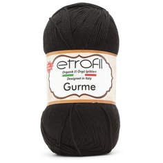Пряжа Etrofil GURME 100гр. 350м (100% акрил Premium антипиллинг) (70978 черный) 5 шт