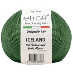 Пряжа Etrofil ICELAND 50гр 250м (10% кид мохер, 5% беби альпака, 55% полиамид, 30% вискоза) (70419 зеленый) 10 шт