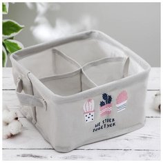 Корзина для хранения Доляна с ручками, "Кактус", 4 ячейки, 20*20*11 см, бежевая (5060155)