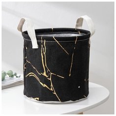 Корзина для мелочей Доляна "Мрамор", 20*20*24 см, черная (5453907)