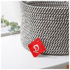 Корзина для хранения Доляна плетеная, "Кэтс", 26*26*15,5 см, черно-белая (5600096)