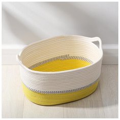 Корзина для хранения Доляна плетеная, "Ронда", 44*32*21 см, желтая (5570336)