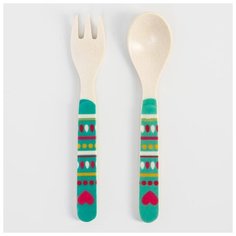 Набор столовых приборов Mum&Baby из бамбука, "Лама", вилка, ложка