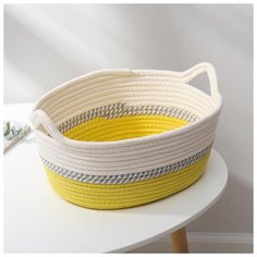 Корзина для хранения Доляна плетеная, "Ронда", 36*26*15 см, желтая (5570334)