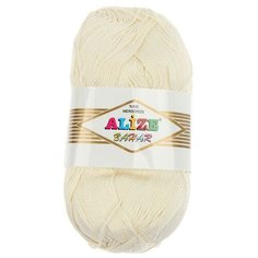 Пряжа ALIZE "Bahar", 100% мерсеризованный хлопок, 260 м*100 г, 01 молочная