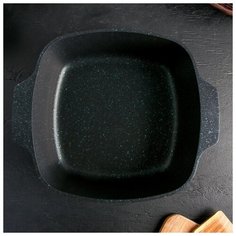 Кастрюля-жаровня Kukmara квадратная, Titanium pro, 4 л, стеклянная крышка, антипригарное покрытие