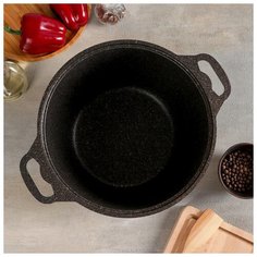 Кастрюля Kukmara Granit ultra, 6 л, стеклянная крышка, антипригарное покрытие