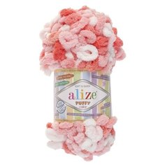 Пряжа ALIZE "Puffy color", 100% микрополиэстер, 9 м*100 г, 5922 розово-белая