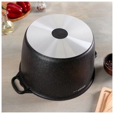 Кастрюля Kukmara Granit ultra, 10 л, стеклянная крышка, антипригарное покрытие, синий