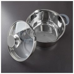 Кастрюля Magistro Tefida, 4,6 л, крышка-дуршлаг, носик для слива, капсульное дно, ручки силикон