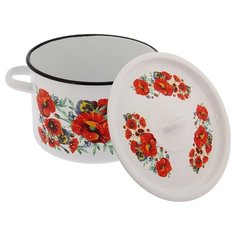 Кастрюля СтальЭмаль 4,5 л, "Маки, Мечта"