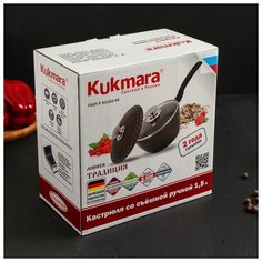 Ковш Kukmara "Традиция", 19*9,2 см, 1,5 л, стеклянная крышка, съемная ручка, антипригарное покрытие
