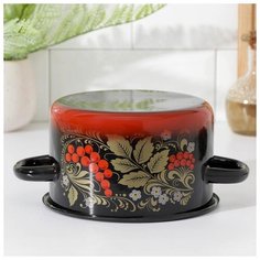 Кастрюля СтальЭмаль 1,5 л, "Рябина", цилиндрическая