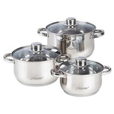 Набор кастрюль Maestro MR 2020-6М 6 пр. серебристый