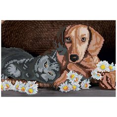 Кристальная мозаика (алмазная вышивка) "ФРЕЯ" ALVR-113 "Собака и кот" 20 х 30 см