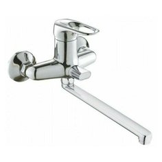 HAIBA Смеситель для ванны латунный с длинным поворотным изливом и душевой лейкой, хромированный