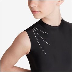 Купальник гимнастический без рукавов со стразами, размер: 10, цвет: Черный DOMYOS Х Декатлон Decathlon