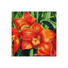 Алмазная мозаика Красные орхидеи, картина стразами Алмазная живопись 50x50 см.