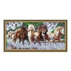Алмазная мозаика Дикий табун, картина стразами АРТ СОЛО 24.5x60.5 см. Art Solo