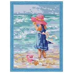 Алмазная мозаика Девочка в розовой шляпе (На подрамнике), картина стразами Цветной 30x40 см.