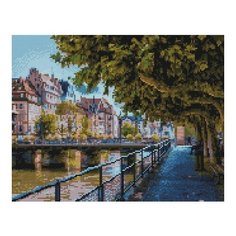 Алмазная мозаика Городская набережная, картина стразами PaintBoy 40x50 см.