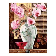 Картина по номерам Розовые орхидеи в вазе, 30x40 см. Цветной