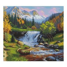 Алмазная мозаика Прищепа. Горный ручей, картина стразами Molly 40x50 см.