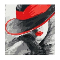 Картина по номерам Дама в красной шляпе, 30x30 см. Molly