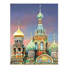 Алмазная мозаика Храм Спаса на крови, картина стразами Цветной 40x50 см.