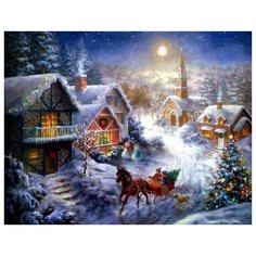 Алмазная мозаика Рождество (На подрамнике), картина стразами Цветной 40x50 см.