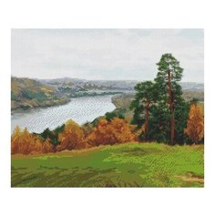 Алмазная мозаика Бузин. Осень на Оке, картина стразами Molly 40x50 см.