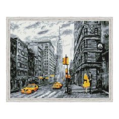 Алмазная мозаика Город в чёрно-белых оттенках, картина стразами Цветной 40x50 см.