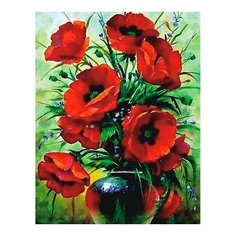 Алмазная мозаика Яркие маки, картина стразами Цветной 40x50 см.