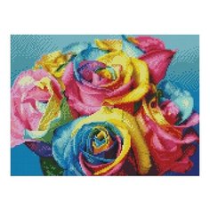 Алмазная мозаика Радужные розы, картина стразами PaintBoy 30x40 см.