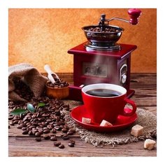 Алмазная мозаика Кофейный аромат, картина стразами Molly 30x30 см.