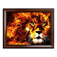 Алмазная мозаика Огненный лев, картина стразами Алмазная живопись 30x40 см.