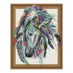 Алмазная мозаика Индейская лошадь , картина стразами PaintBoy 40x50 см.