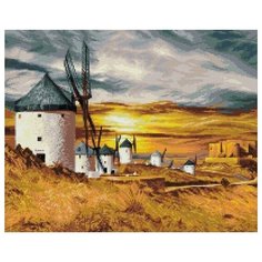 Алмазная мозаика Ветряные мельницы. Испания, картина стразами Фрея 50x40 см.